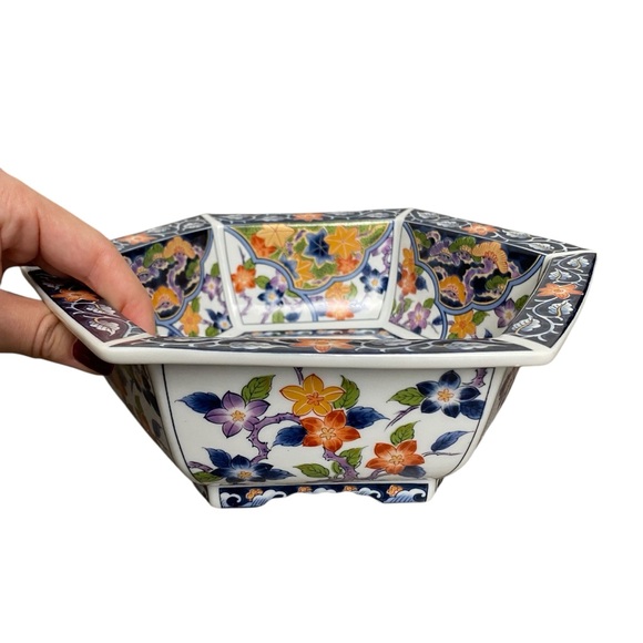 Vintage Imari Japanese Floral Hexagonal Serving Bowl China - Picture 5 of 8